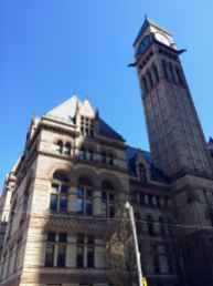 An hour later, my rush opera tickets obtained, I went back to Old City Hall so I could share a few photos with you. I took a few dozen, so will just share a few, Here is the clock tower with gargoyles